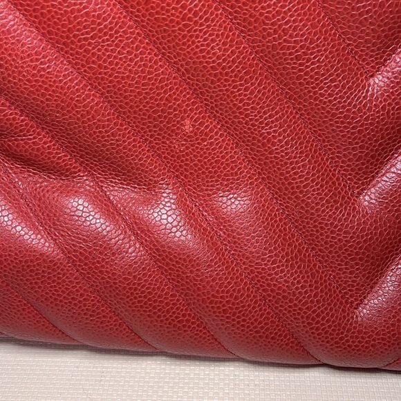 Vintage Chanel Red Caviar Leather Quilted Tote - Picture 15 of 16